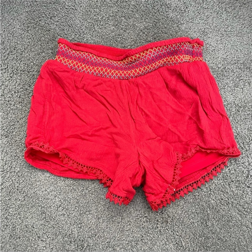 Wonder Nation Red Embroidered Hem Shorts | Girls Size 6-6X